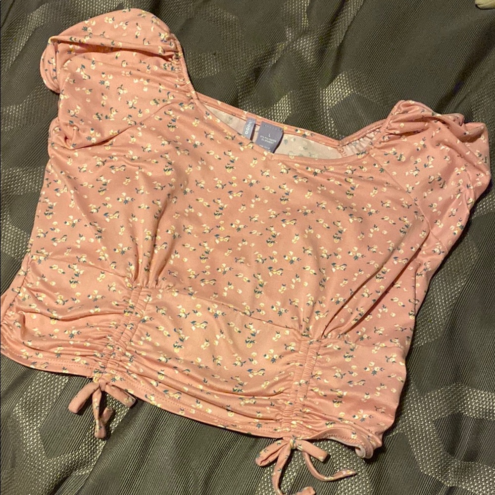 Floral Pink juniors crop Top